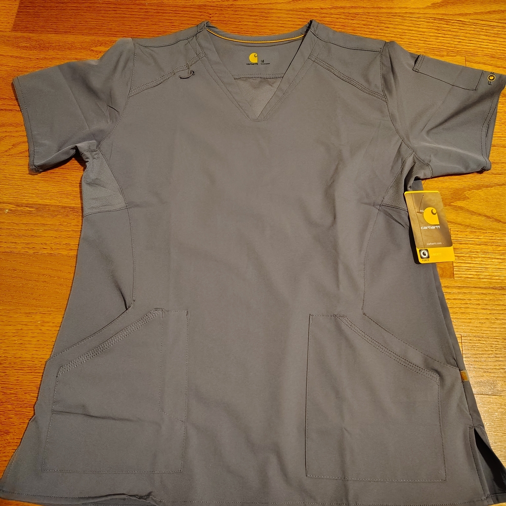 Carhartt Charcoal Women's Medium V-Neck Scrub Top- NWT